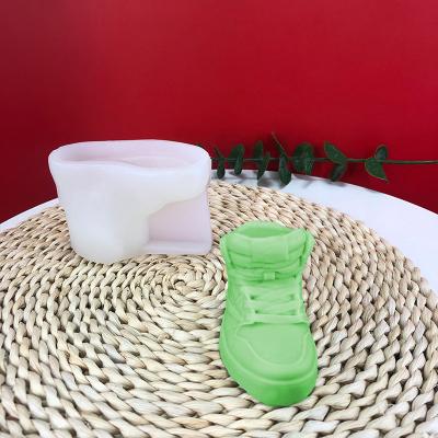 China Viable Decoration Gift Handmade Candle Making High Top Sneakers Mold Bady Kids Shoes Silicone Candle Mold for sale