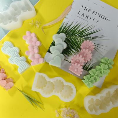 China Viable Love Sun Flower Silicone Candle Mold DIY Four Leaf Clover Mold Daisy Candle Making Soap Resin Stacks for sale