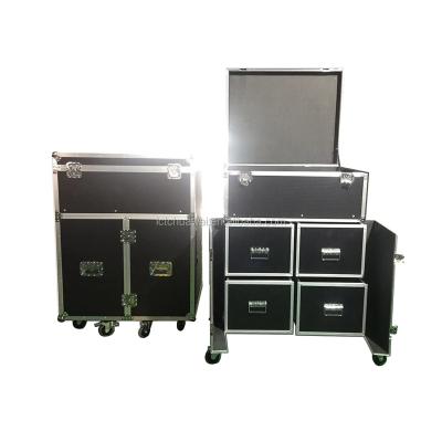 China Sale Black Drawer Aluminum Roof Truss Top Aluminum Tool Suitcase Flight Case With Drawers for sale