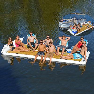 China Wholesale Dropstitch+PVC+EVA Inflatable Pontoon Water Island Boat Raft Patio Yacht Dock Deck For Sunbathing for sale