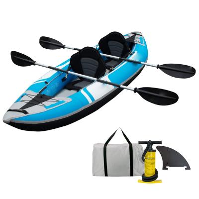 China LLDPE HULL for fishing professional Chinese wholesale kayak supplier heavy duty PVC coated fabric inflatable kayak with two raised inflatable seats for sale