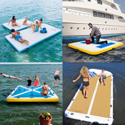 China Dropstitch+PVC+EVA Factory Selling Platform Water Island Jet Ski Dock Mat DWF Inflatable Floating Swimming Gear For Sale for sale