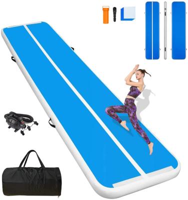 China 1.2mm DWF (double wall fabric) 3x1x0.1m inflatable air track gym mat air tumble track with compressor and repair kit for sale