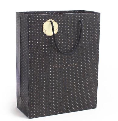 China Disposable Custom Printing Black Beauty Boutique Shopping Clothing Paper Gift Bag With Handle for sale