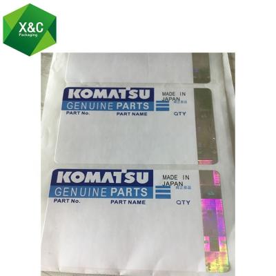 China Security Komatsu Hyundai Custom Tamper-Evident Holographic Sticker for sale