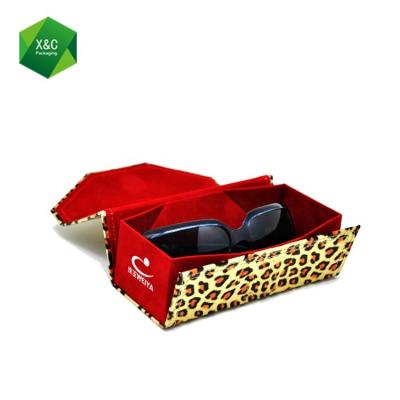 China Custom durable leopard print logo folding eyewear case/sunglasses case/glasses box for sale