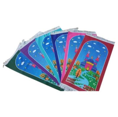 China Stain Resistant Mixed Colors Mosque Design Child Prayer Mat for sale