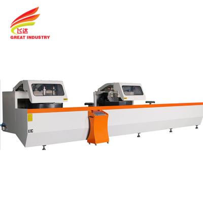 China COMPOUND ANGLE CURTAIN WALL MACHINE 5 AXIS CNC DOUBLE MITRE SAW 4KW*2 2800R/MIN for sale