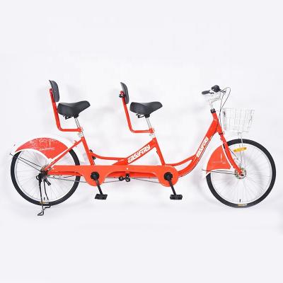 China 24inch Smart Anti-theft Turn Lock Customized Two Seats Tandem Bike Public Touring Bicycle for sale