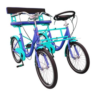 China Side By Side Ride Double Seat Two Public Green Bicycle Travel Tandem Bike for sale