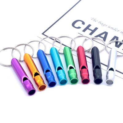 China Factory Price Eco - Friendly Survival Tools Alloy Whistle Key Chain , Souvenir Gifts Mounting Metal Whistle Key Ring Chains for sale