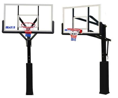 China Outdoor Adjustable Tempered Glass In-ground Basketball Training Hoop With Rebound High Performance And Clear Vision for sale