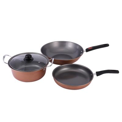 China Three-Piece Kitchenware Home Kitchen Wok Stainless Steel Milk Wok SOUP WOK Set for sale