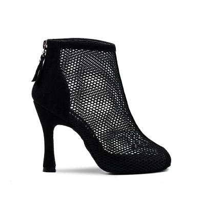 China Stunning Lightweight Suphini Black Women Mesh Bachata Salsa Dance Boots 1077 by Suphini for sale