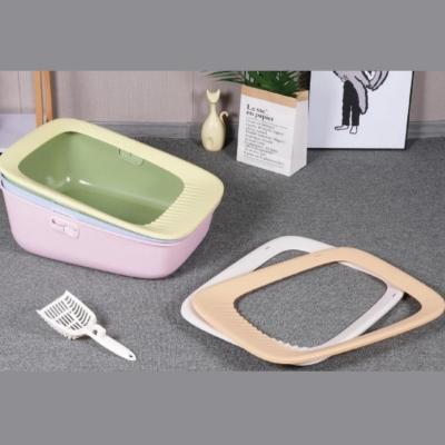 China Groen Roze Kattoilet PP Pellet Litter Box Met Scoop Duurzaam Te koop