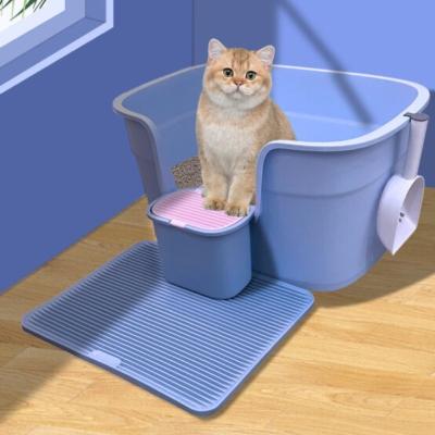 China Caixa sanitária de bacia plástica para gatos Eco-friendly Splash Proof Open Litter Box à venda