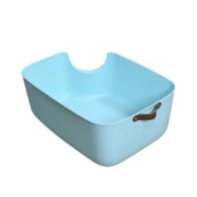 China Easy Clean Pellet Cat Litter Box PET Small Litter Box Blue Grey for sale