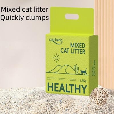 China Highly Absorbent Mixed Cat Litter Sustainable Clumping Sand Litter for sale