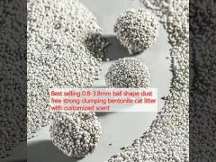 0.8-3.8mm ball shape dust free strong clumping bentonite cat litter with customized scent