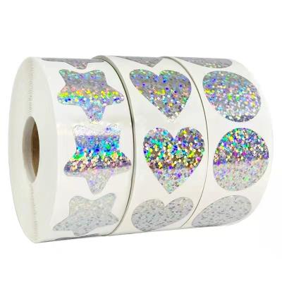 China Custom Colors Waterproof Shapes Waterproof Self Adhesive PVC Label Stickers Holographic Laser Stickers for sale