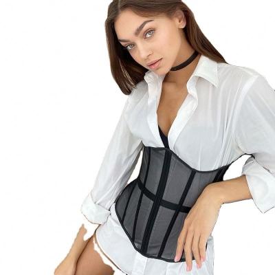 China 2021 antibacterial new chest wrapped Mesh Girdle Women Corset Slim knit inner outer sexy corset lingerie top women sexy women for sale