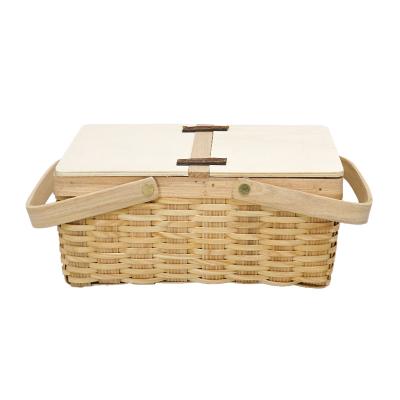 China Wholesale Viable Chip Wood Handle Fashion Wooden Weaving Bag Weaving Basket For Women for sale