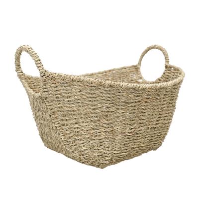 China Sustainable Wholesale OEM Handmade Sea Grass Storage Baskets For Laundry for sale