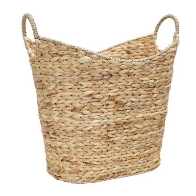 China Wholesale Sustainable Hyacinth Storage Baskets Laundry Water Organizer Handwoven Totes For Bedroom Living Room for sale