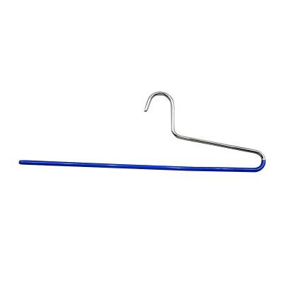 China Wholesale Clothes Drying Open Blue Coated Metal Pants Hangers for sale