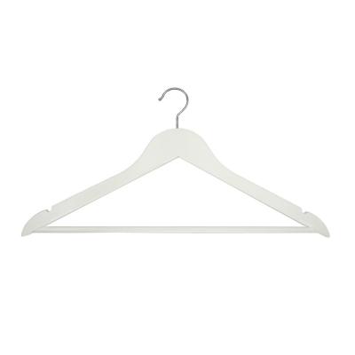 China Eco-friendly wholesale high quality round head non-slip white wooden hangers for clothes for sale