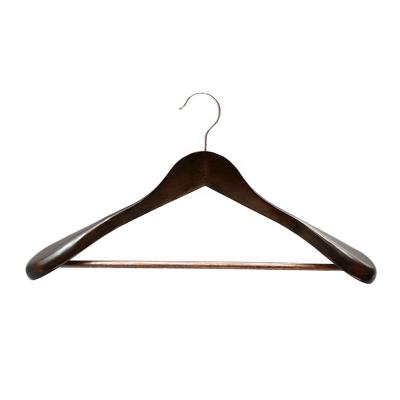 China OEM Eco-friendly Material Logo Custom Extra Wide Shoulder Coat Clothes Organizer Wooden Clothes Hanger for sale