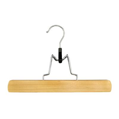 China Natural Custom Logo Skirt Rack Lady Hardware Hanger Skirt Clip Eco-friendly Solid Wood Hanger for sale