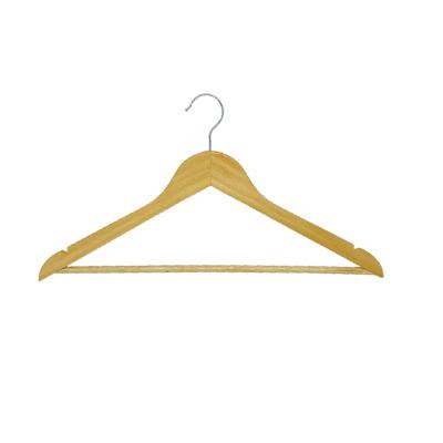 China Custom Made Eco-Friendly Stripes Non-Slip Maple Logo Clothing Wooden Coat Hangers for sale