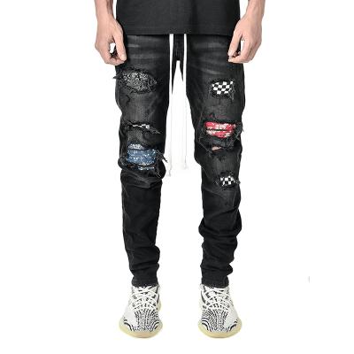 China 2021 new fashion stretch denim men's jeans QUICK DRY thin ripped skinny jeans feet pants for sale