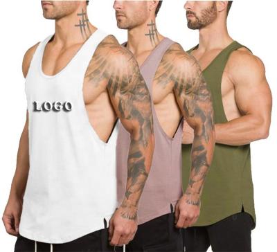 China 2021 Cotton White Mens Sports Fitness Tops Gym Tank Tops QUICK DRY custom logo muscle white v sleeveless tank top for sale