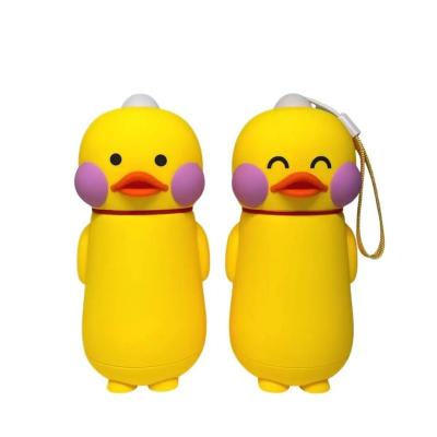 China New Viable Hot Selling Glass Shy Portable Student Gift Water Bottle Duck Water Cup Rope Carrying Double Layer Cup Gift for sale