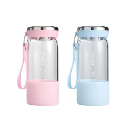 China 2023 Hot Sale Viable Cup Tea Bottle Cute Water Cup Glass Student With Simple Handle Tea Glass Clear Girl Water Bottle for sale