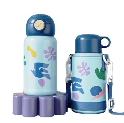 China 316 Stainless Steel PORTABLE Children's Insulated Cup With Straw Business Gift Kettle Student Work School Gift Box Vacuum Flask for sale