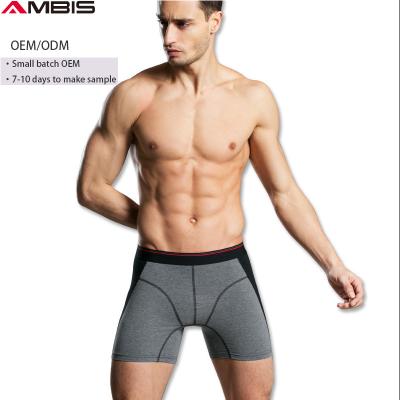 China OEM Breathable Plus Size Cotton Good Quality Long Leg Custom Boxer Briefs Solid Mid Waist Breathable Underwear Men for sale