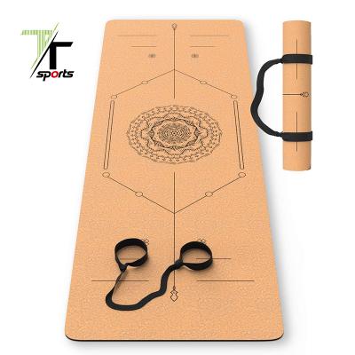 China Double Sided TTSPORTS Reasonable Prices Print Cork Yoga Mat Natural With Latex Free Custom Print for sale