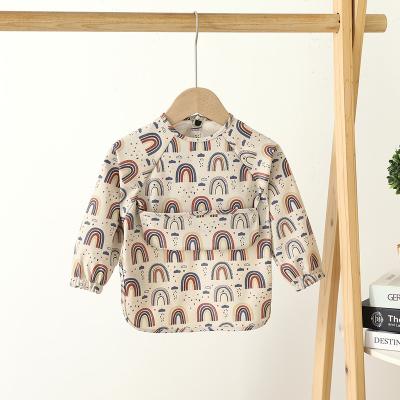 China Hot Selling Washable Polyester Long Sleeve Waterproof Sustainable Unisex Bibs For Baby for sale