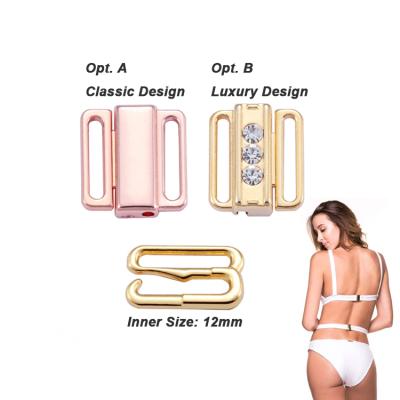 China Nickel Free/Lead Free Wholesale Luxury Bikini Parts 12mm Swimwear Inner Accessories Metal Hugs Buckle Slider For Brra for sale