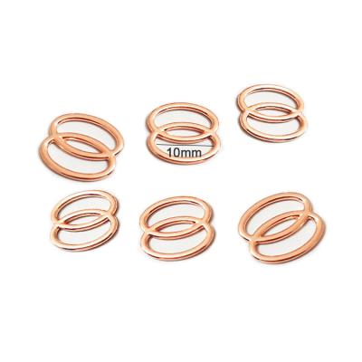 China Rose Gold Metal Metal Slider Material Non-Washing Non-Washing Accessories 10mm Bikini Strap For Bra Swimwear for sale