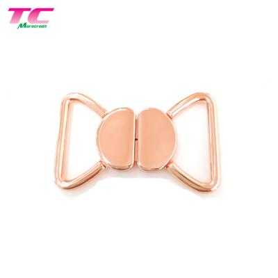 China washable & Rose Gold Metal Bra Clasp Accessories 20mm Dry-cleanable Inner Shiny Metal Swimwear Bikini Clasp Factory Directly for sale