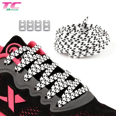 China Manufacturer Elastic No Tie Shoelaces Wholesale Custom Tie Laces Flat With Metal Locks for sale