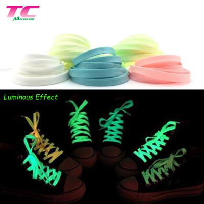 China Apartment ; Reflective Unique Candy Colors Flat Glow-in-the-Dark Lace Factory Directly , 80cm Fluorescent Laces For Casual Shoes for sale