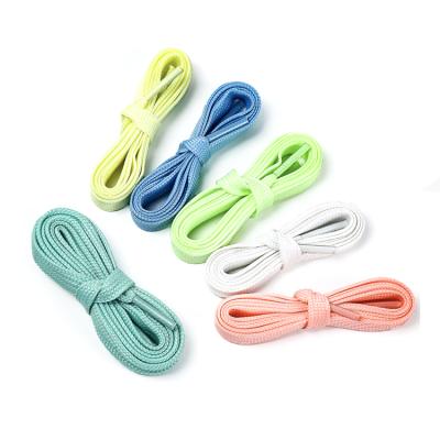 China Newest 100cm flat flat luminescent shoe string rope, glowing shoe laces accept customized logo and length for sale