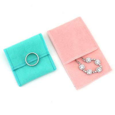 China Wholesale Product 6.5x7cm Reusable Small Pink Jewelry Bag Luxury Flap Velvet Jewelry Packaging Pouch for sale