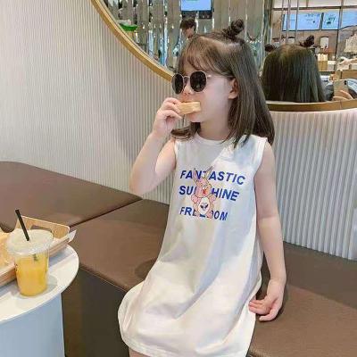 China Anti-wrinkle baby children wear new 2021 babies summer cartoon children vest slim skirt dress for sale