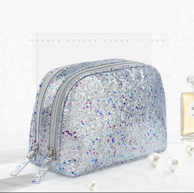 China 2022 Banquet Crystal Beaded Sequin Bag Rainbow Luxury Bridal Sequin Glitter Shine Cosmetic Bag Travel Women Ladies Ladies Makeup Bag for sale